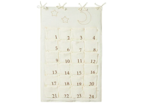 Råhvid pakkekalender til jul med 24 lommer fra Lil Atelier 13211000 turtledove